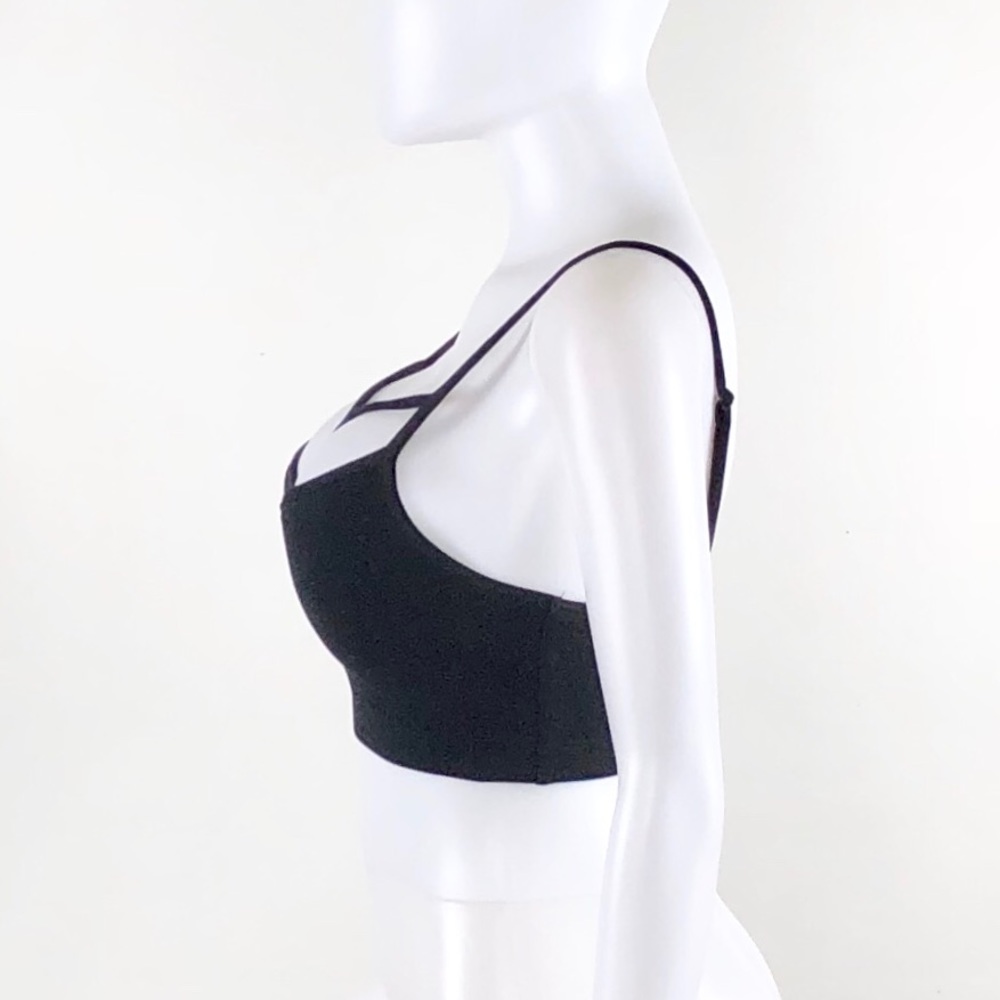 NWOT Black Strappy Criss Cross Caged Bra Crop Top - Picture 5 of 9